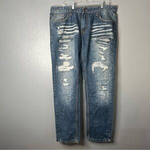Men's Distressed Smoke Rise Blue Jeans